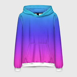 Толстовка-худи мужская Градиент закат сине-розовый, цвет: 3D-белый
