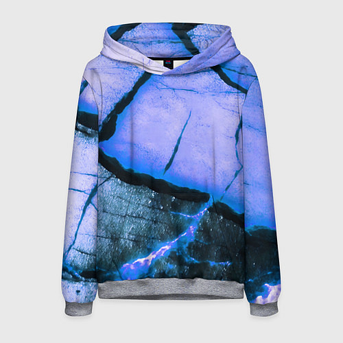 Мужская толстовка Трещины на абстрактном синем фоне / 3D-Меланж – фото 1
