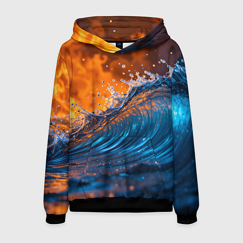 Мужская толстовка Волна и огонь / 3D-Черный – фото 1