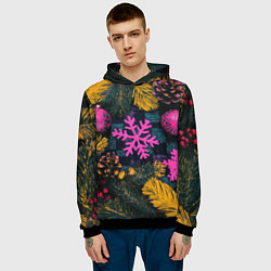 Толстовка-худи мужская Новый год и краски, цвет: 3D-черный — фото 2