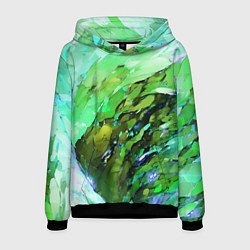 Толстовка-худи мужская Зелёная абстракция, цвет: 3D-черный