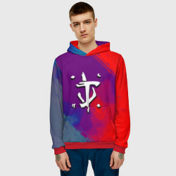 Толстовка-худи мужская Doom неоновые краски, цвет: 3D-красный — фото 2