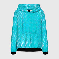 Толстовка-худи мужская Неоновый голубой паттерн со звёздочками, цвет: 3D-черный