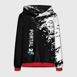 Толстовка-худи мужская Portal краски черно белый, цвет: 3D-красный