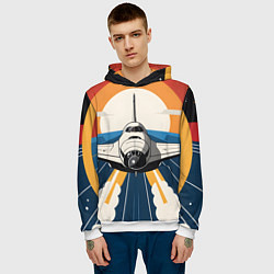 Толстовка-худи мужская Скоростной ретро самолет, цвет: 3D-белый — фото 2