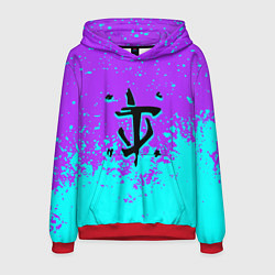 Толстовка-худи мужская Doom краски неон лого, цвет: 3D-красный