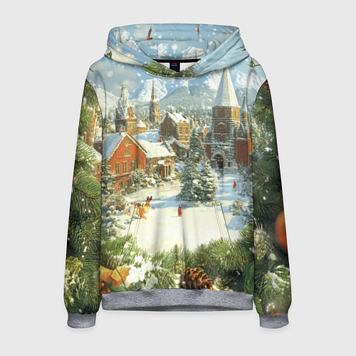 Мужская толстовка Фон рождества / 3D-Меланж – фото 1