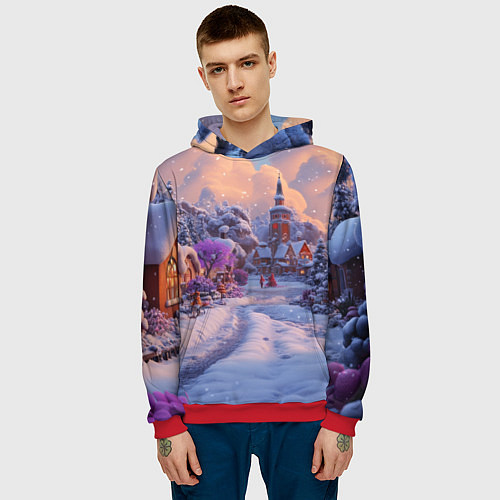 Мужская толстовка Тропинка к новому году / 3D-Красный – фото 3