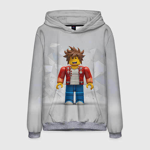 Мужская толстовка Роблокс на сером фоне / 3D-Меланж – фото 1
