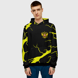 Толстовка-худи мужская Россия шторм герб, цвет: 3D-черный — фото 2