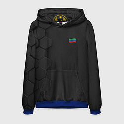 Толстовка-худи мужская Дагестан Флаг и Герб, цвет: 3D-синий