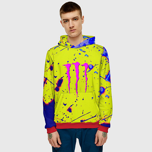 Мужская толстовка Monster energy краски / 3D-Красный – фото 3