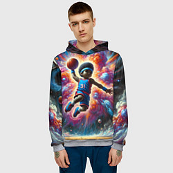 Толстовка-худи мужская Бейсболист и космос, цвет: 3D-меланж — фото 2
