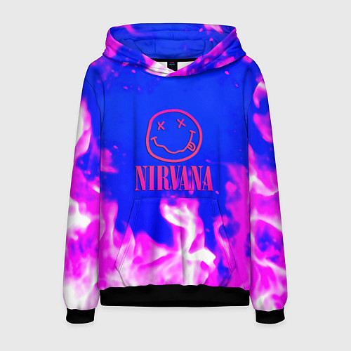 Мужская толстовка Nirvana neon flame / 3D-Черный – фото 1