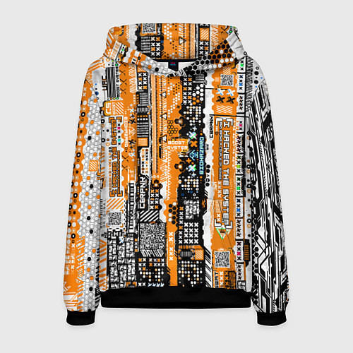 Мужская толстовка Киберпанк паттерн жёлтый / 3D-Черный – фото 1