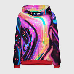 Толстовка-худи мужская Жидкая энергия космоса - нейросеть, цвет: 3D-красный