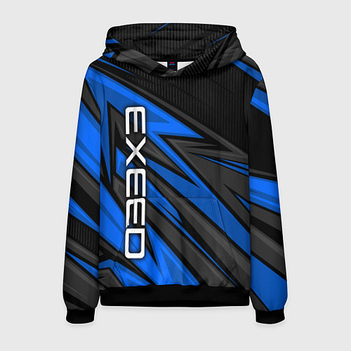 Мужская толстовка Exeed - синяя абстракция / 3D-Черный – фото 1