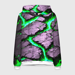 Толстовка-худи мужская Треснувший камень зелёный, цвет: 3D-белый