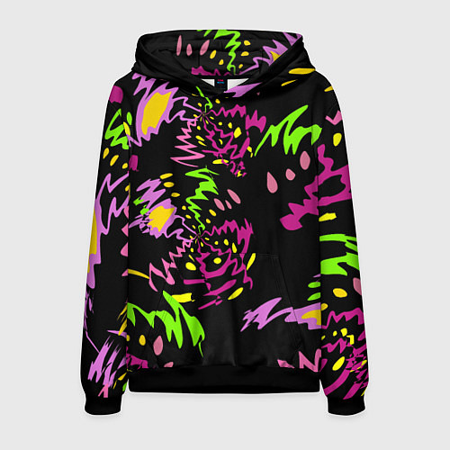 Мужская толстовка Яркие абстрактные круги-зигзаги / 3D-Черный – фото 1