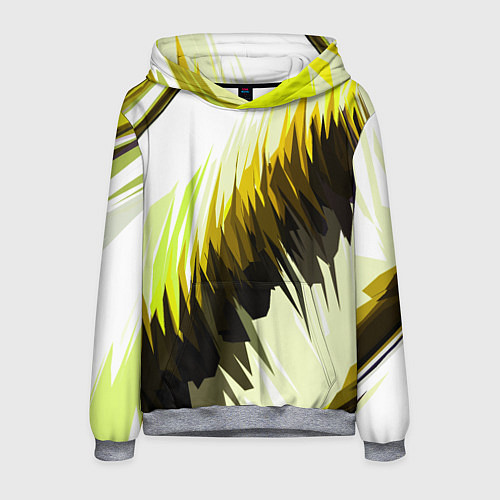 Мужская толстовка Чёрно-жёлтые острые полосы на белом фоне / 3D-Меланж – фото 1