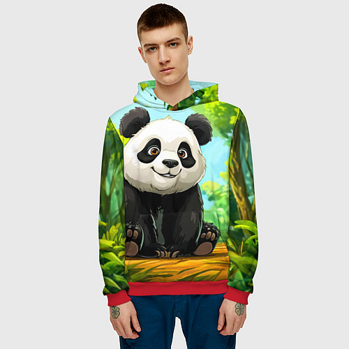 Мужская толстовка Пандочка в лесу / 3D-Красный – фото 3