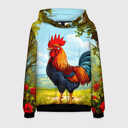 Мужская толстовка Петушок / 3D-Черный – фото 1