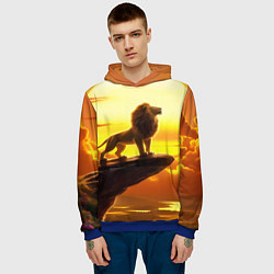 Толстовка-худи мужская Лев на закате на горе, цвет: 3D-синий — фото 2