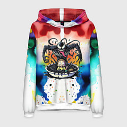 Толстовка-худи мужская Веном присмотрелся к Морти - ядовитая слизь, цвет: 3D-белый