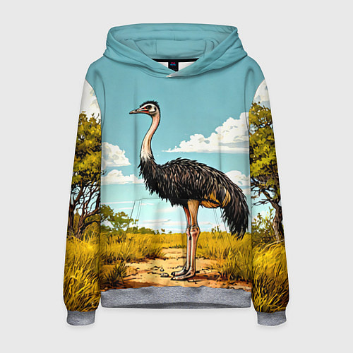 Мужская толстовка Страус в природе / 3D-Меланж – фото 1