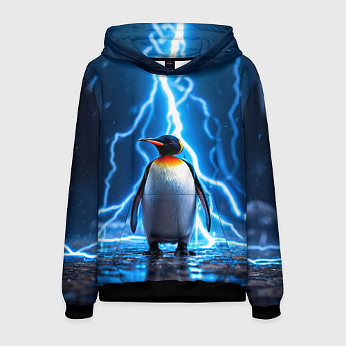 Мужская толстовка Пингвин удар молнии / 3D-Черный – фото 1
