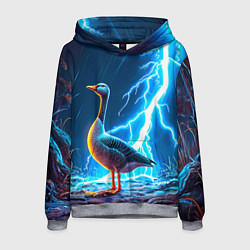 Толстовка-худи мужская Гусь и разряд молнии, цвет: 3D-меланж