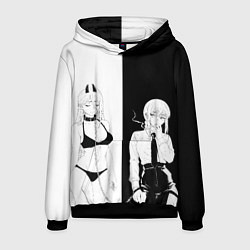 Толстовка-худи мужская Пауэр и мисс Макима -Человек бензопила, цвет: 3D-черный