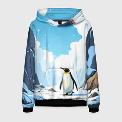 Толстовка-худи мужская Пингвин в Антарктиде, цвет: 3D-черный