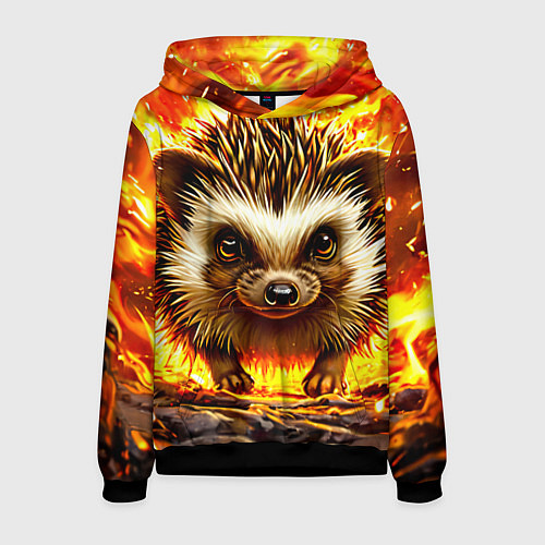 Мужская толстовка Еж в огне / 3D-Черный – фото 1