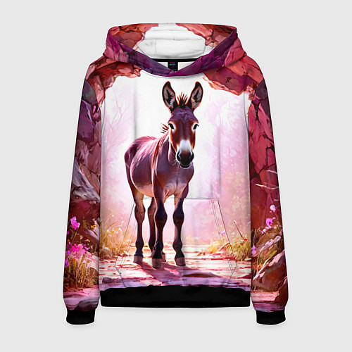 Мужская толстовка Осел в розовом свете / 3D-Черный – фото 1