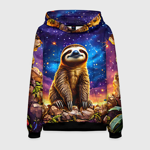Мужская толстовка Ленивец и звездное небо / 3D-Черный – фото 1