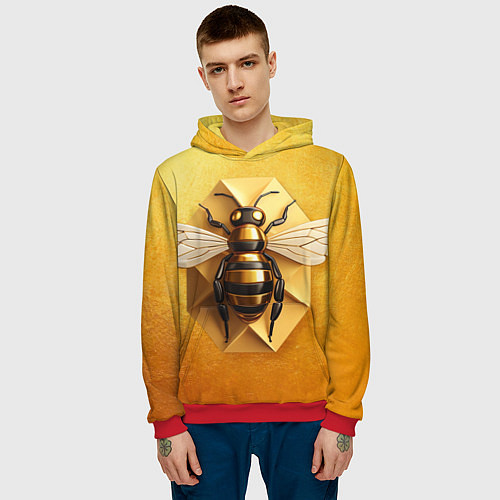 Мужская толстовка Пчела на золоте / 3D-Красный – фото 3