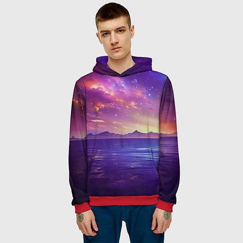 Мужская толстовка Волшебная галактика / 3D-Красный – фото 3