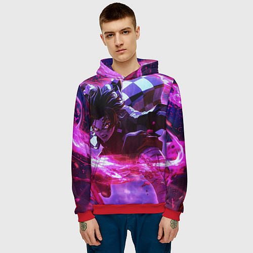 Мужская толстовка Клинок рассекающий демонов - аниме / 3D-Красный – фото 3