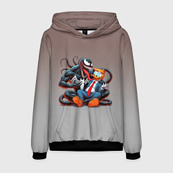 Толстовка-худи мужская Venom and Duck-Donald - ai art fantasy, цвет: 3D-черный