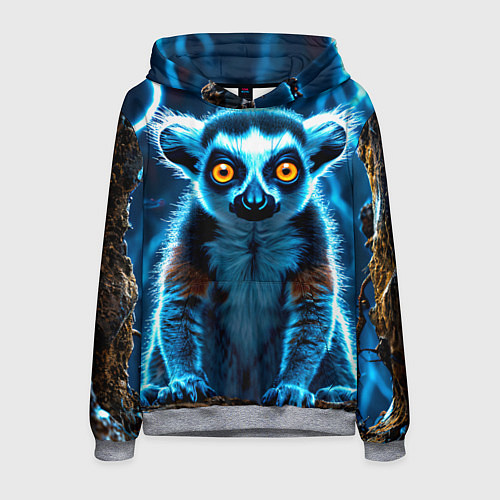 Мужская толстовка Лемур и удар молнии / 3D-Меланж – фото 1