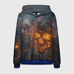 Толстовка-худи мужская Череп - огонь, цвет: 3D-синий