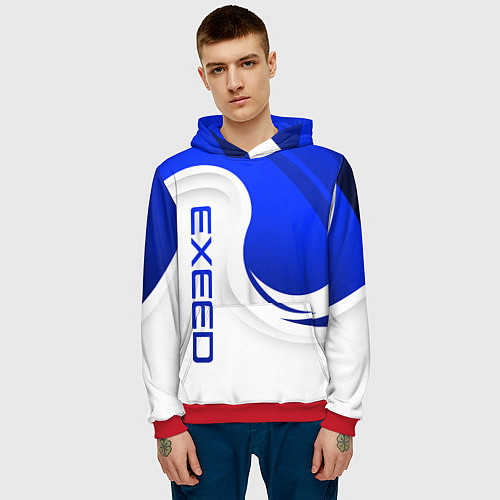 Мужская толстовка Exeed - синий и белый / 3D-Красный – фото 3