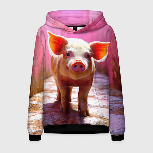 Мужская толстовка Поросенок в розовом / 3D-Черный – фото 1