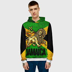 Толстовка-худи мужская Jamaica lion flag, цвет: 3D-белый — фото 2