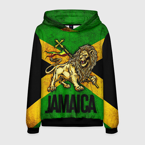 Мужская толстовка Jamaica lion flag / 3D-Черный – фото 1