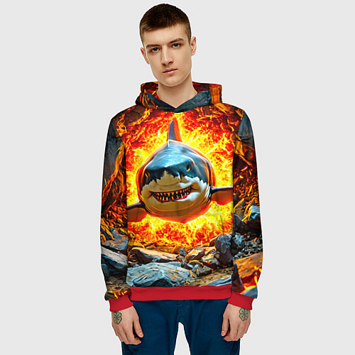 Мужская толстовка Акула в огне / 3D-Красный – фото 3