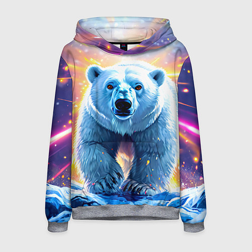 Мужская толстовка Белый медведь идет по льдине / 3D-Меланж – фото 1