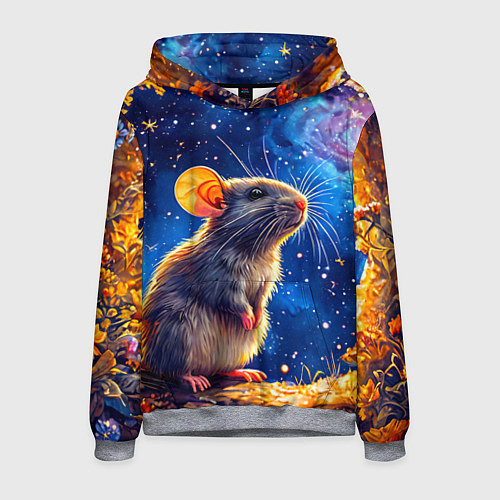 Мужская толстовка Крыса и космическое небо / 3D-Меланж – фото 1
