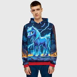 Толстовка-худи мужская Лошадка в разрядах молнии, цвет: 3D-красный — фото 2